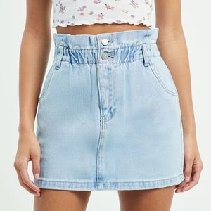 PacSun Light Denim Paperbag Skirt Small